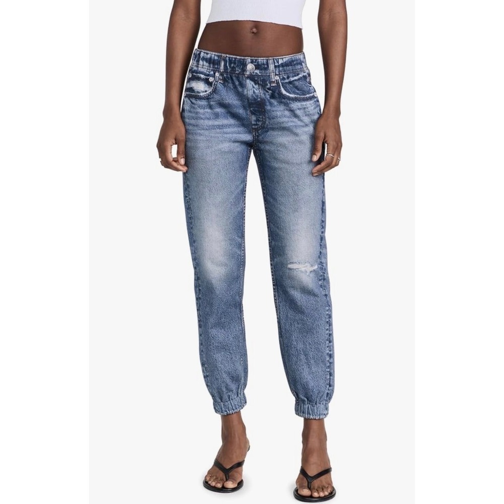 NEW Rag & Bone Miramar Lynn Printed Denim Jogger Pant Cotton Terry Pull-On SMALL - Picture 8 of 16